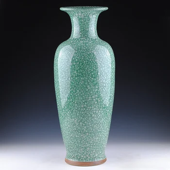 

Jingdezhen ceramics green porcelain antique vases crack open French furniture and ornaments large vase