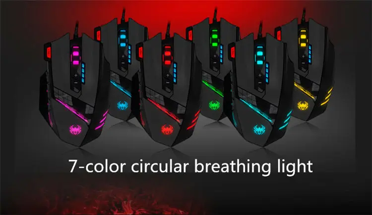 Gaming Mouse Ajustable 4000DPI 12 Buttons Optical Macro Programming USB Game Mouse Gamer Breathing Lights (2)