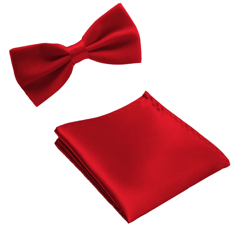 Шелковый однотонный деловой галстук-бабочка для мужчин, винтажный фиолетовый резной Модный галстук-бабочка, черный Свадебный галстук-бабочка, карманный квадратный платок, набор - Цвет: Red