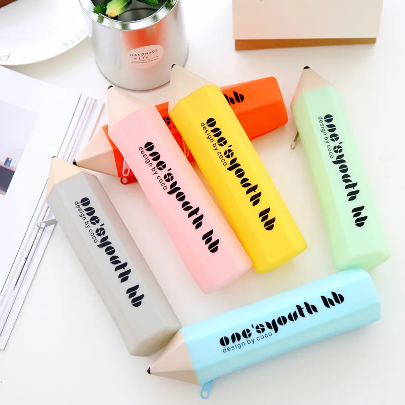 Creative Pencil Shape Pencil Case Box Candy Colors 6 Colors Available