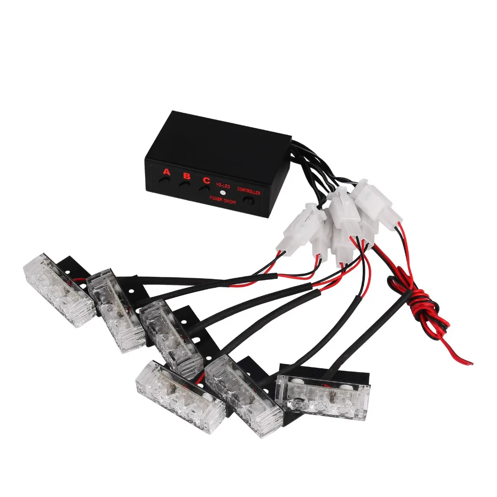 

NEW ARRIVAL 6x3 LED Car Warning Strobe Flash Warning Police Light Firemen Emergency Light 3 Modes Red and Blue lamp