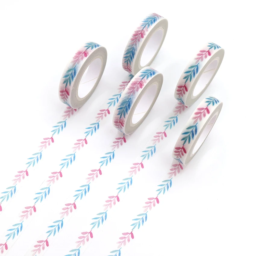 1 PCS Creative Hand Painted Colorful Leaf Washi Masking Tape Office Supply Tapes Japanese Washi