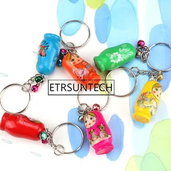 

600pcs Creative Russian Dolls Key Chains Wood Matryoshka Russian Dolls Keychain for Car Phone Decorative Party Gifts