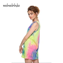 Women’s Summer Dresses 2017 New Casual Tie Dye Woman Chiffon Dress Plus Size Clothing Femme See Through Mini Beach Sundress