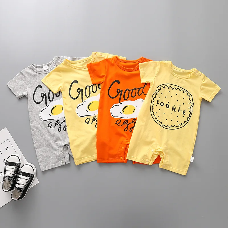 

Cute hundred times 2019 newborn clothing short-sleeved cotton baby boy girl clothes print baby bodysuit cartoon baby jumpsuit