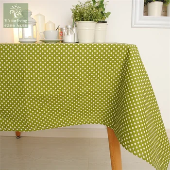 

New Arrival 100% Cotton Big Polka Dot Table Cloth Fresh Style For Dining Table/ Party/ Wedding 140*180cm Accept Customized