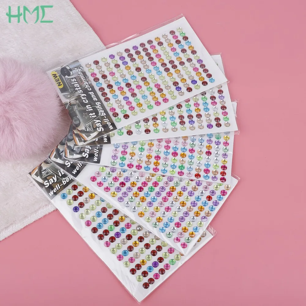 

6mm Self Adhesive Acrylic Rhinestone Half Round Flatback Beads For Phone Decoration Accessories Stickers DIY Jewelry Craft
