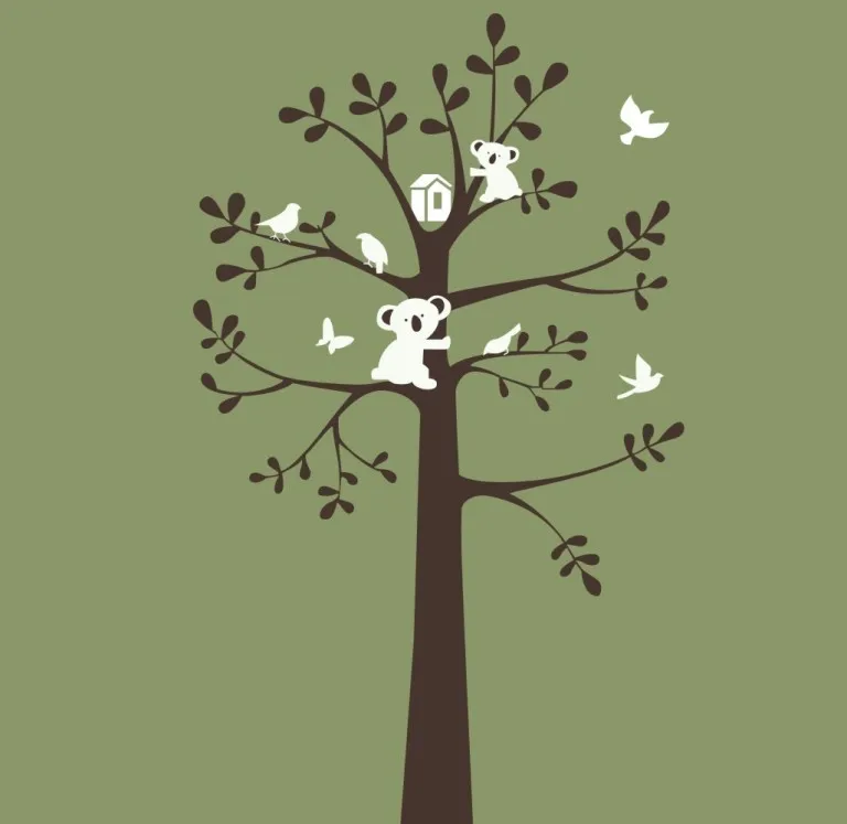 Koala Bird Tree Vinyl Wall Stickers Large Size Wall Decal Decor Nursery