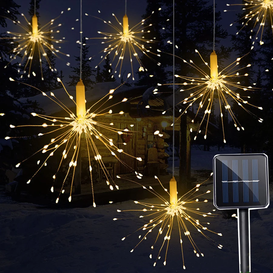 

Thrisdar 200LED Solar Powered Starburst Fairy String Light Garland DIY Firework Explosion Star Wedding Party Xmas Holiday Light