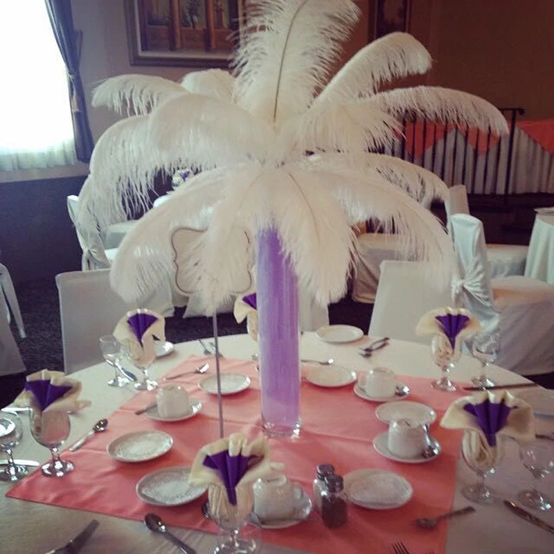 

wholesale 100pcs 30-35cm/12-14'' High Quality White Fluffy Ostrich Feather Plume Wedding Decoration Craft /DIY Accessories