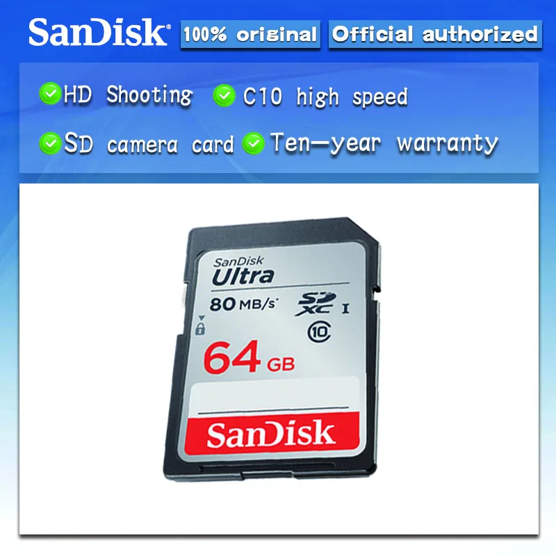 

SanDisk UItra 128GB SD card 8GB 16GB 32GB 64GB Class 10 SDHC high speed Memory Card 80MB/S for Camera