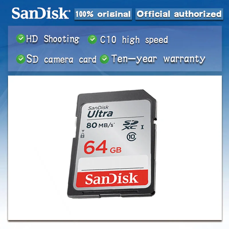 

SanDisk UItra 128GB SD card 8GB 16GB 32GB 64GB Class 10 SDHC high speed Memory Card 80MB/S for Camera