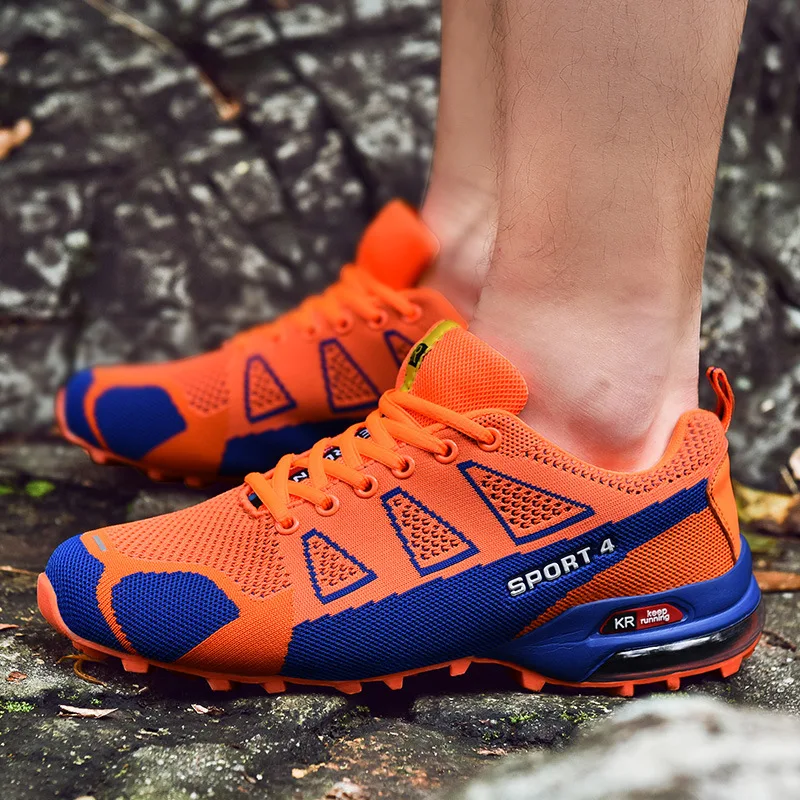 JINBEILEE Autumn male hiking shoes wear anti-slip air cushion outdoor breathable travel hiking shoes men  Lace-Up