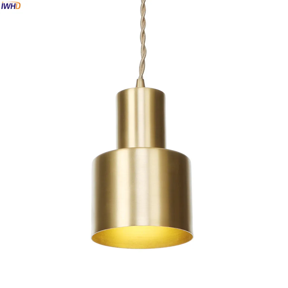 

IWHD Copper Nordic Pendant Light Bedroom Living Room Modern LED Pendant Lighting Fixtures Luminaire Hanglamp Hanging Lamp