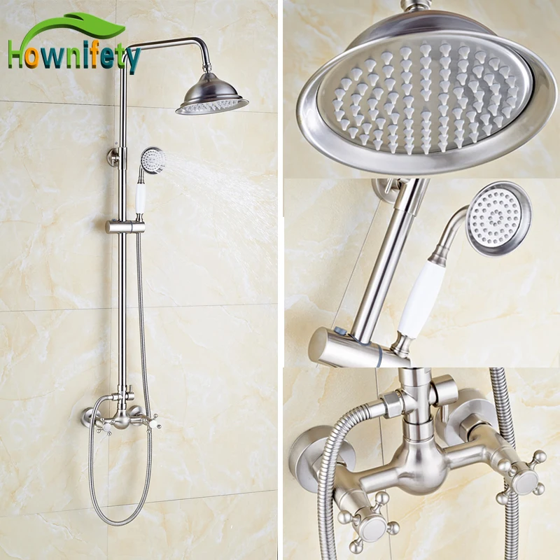 Brushed Nickel Bathroom Shower Set Faucet 8 Inch Shower ...