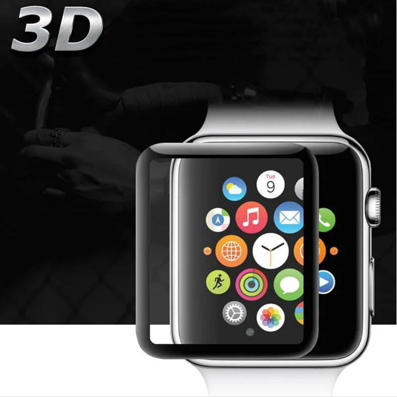 JGKK мягкая защитная ПЭТ пленка для экрана iWatch Apple Watch 38 мм 42 Серия 1/2/3 Черный 3D