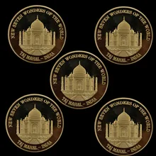Один из семи чудес тадж-махал в Индии, 5 шт./компл. 24 K позолоченные памятные монеты коллекционные монеты