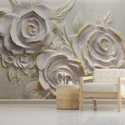 Пользовательские Настенные обои для спальни стены 3D стереоскопический Рельефный цветок розы креативный фон для гостиной настенный Декор