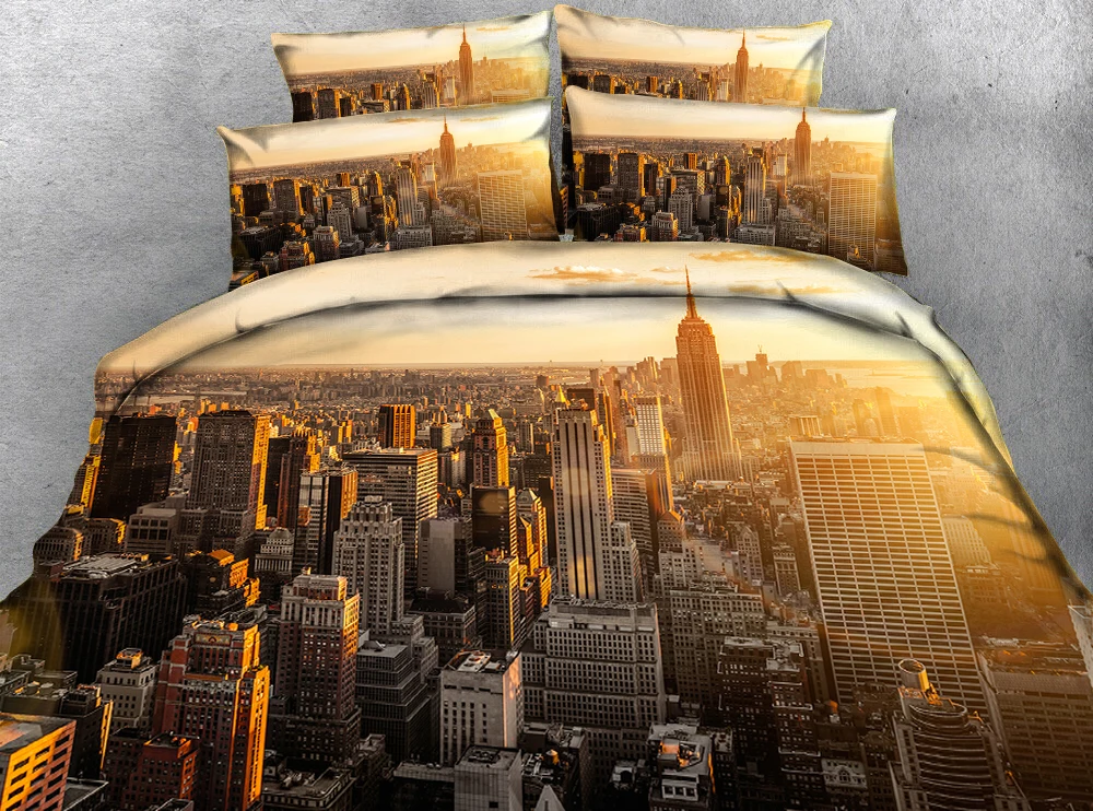 

City high-rise building in dusk 3d effect photo bed linen can be customized photo pattern