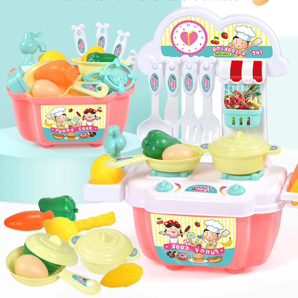 

Children's Cartoon Kitchen Toy 1 Set Children Girl Toy Role Play Mini Simulation Kitchenware Tableware Cookware Toys Gift