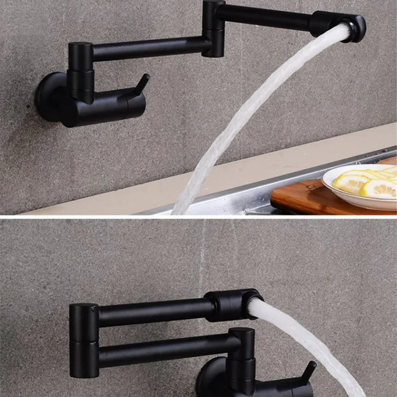 Смесители для кухни хромированный латунный настенный складной кран с одной ручкой/отверстием вращающийся на 360 градусов кран для раковины ванной комнаты одиночный холодный кран