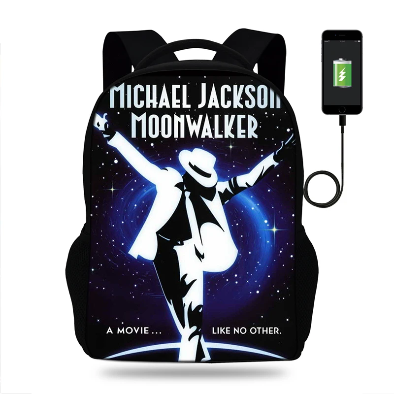 

2019 Smooth Criminal -Michael Jackson Printing Laptop backpack boys schoolbags mochila bag kids backpack USB charge School bags