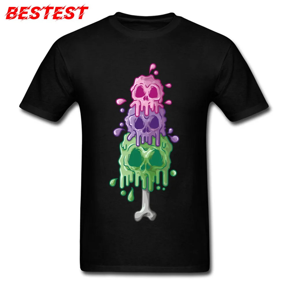 ice skull Funny Tshirts for Men 100% Cotton Fall Tops Shirts Custom Tops Shirts Short Sleeve Funky Round Collar ice skull black