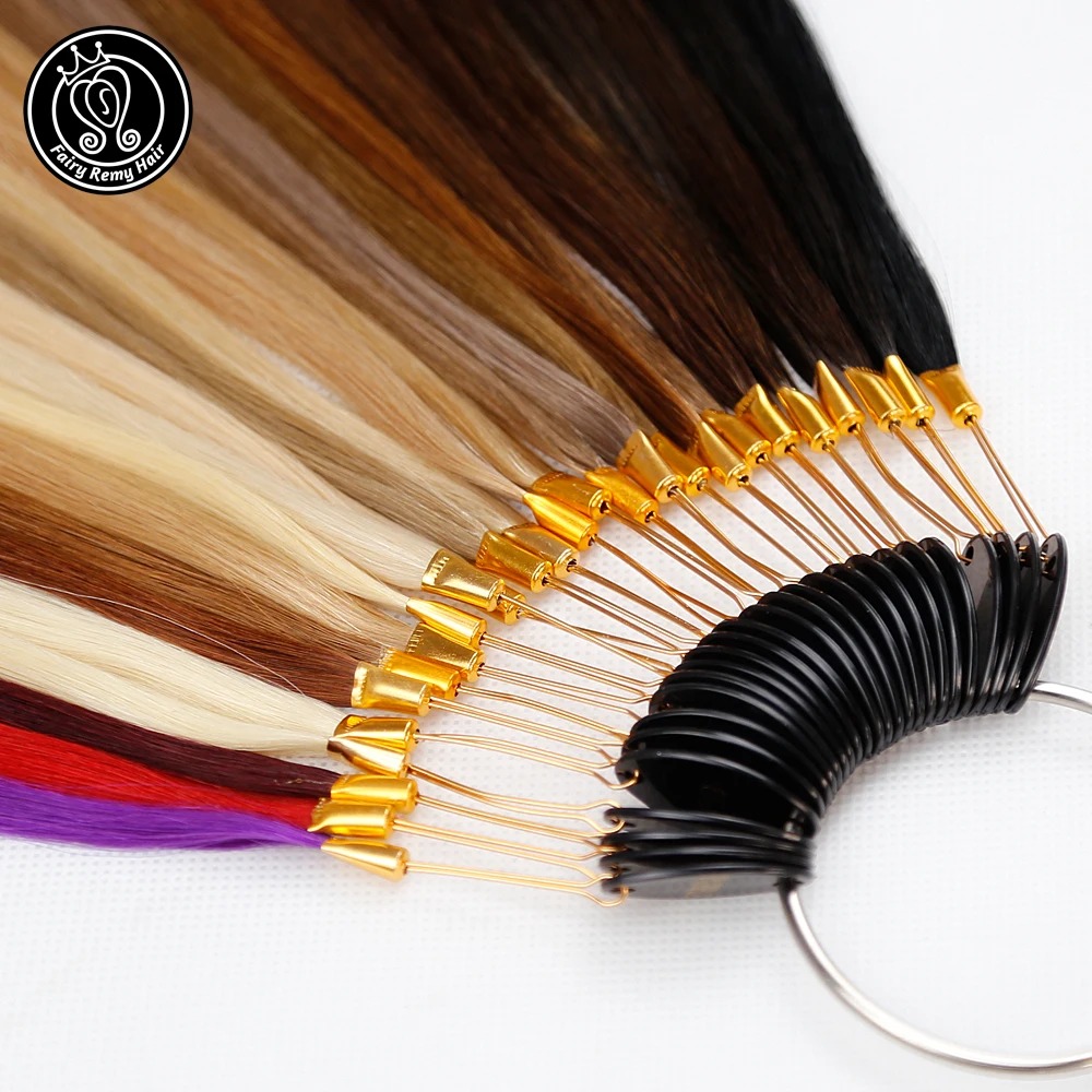 Fairy Remy Hair 100% Remy Human Hair Color Rings/ Colour Charts 26 Colors Available Can Be Dyed For Salon Sample Free Shipping