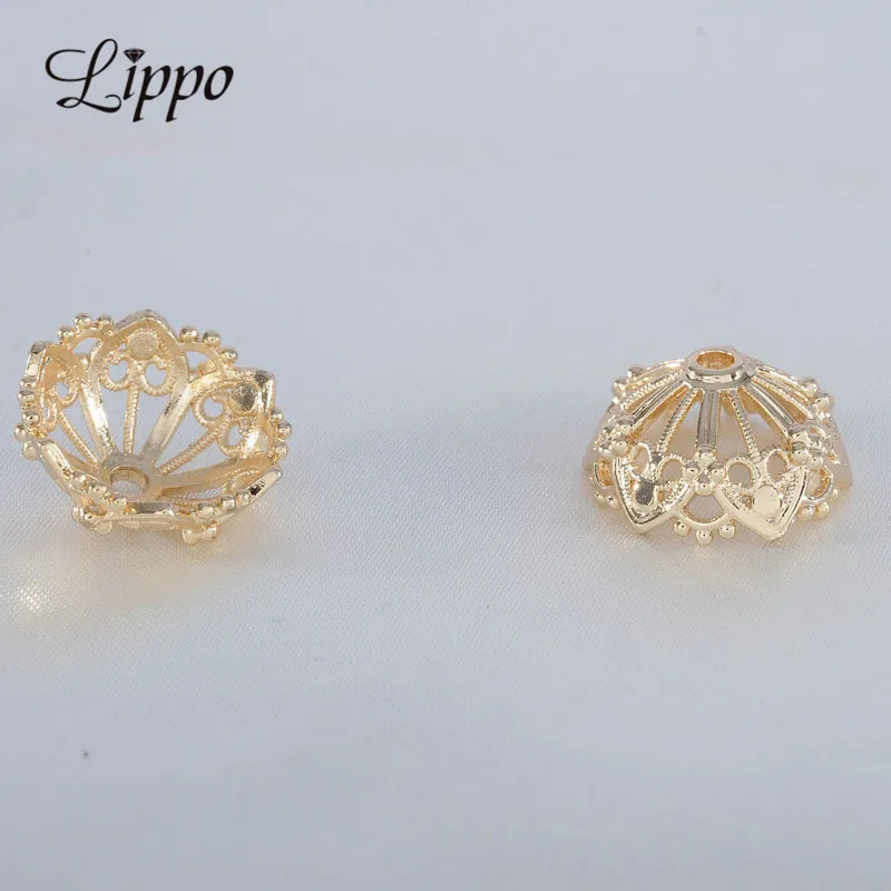 20pcs Hollow Gold Color Flower Beads Caps Tassel Cap Wholesale Jewelry