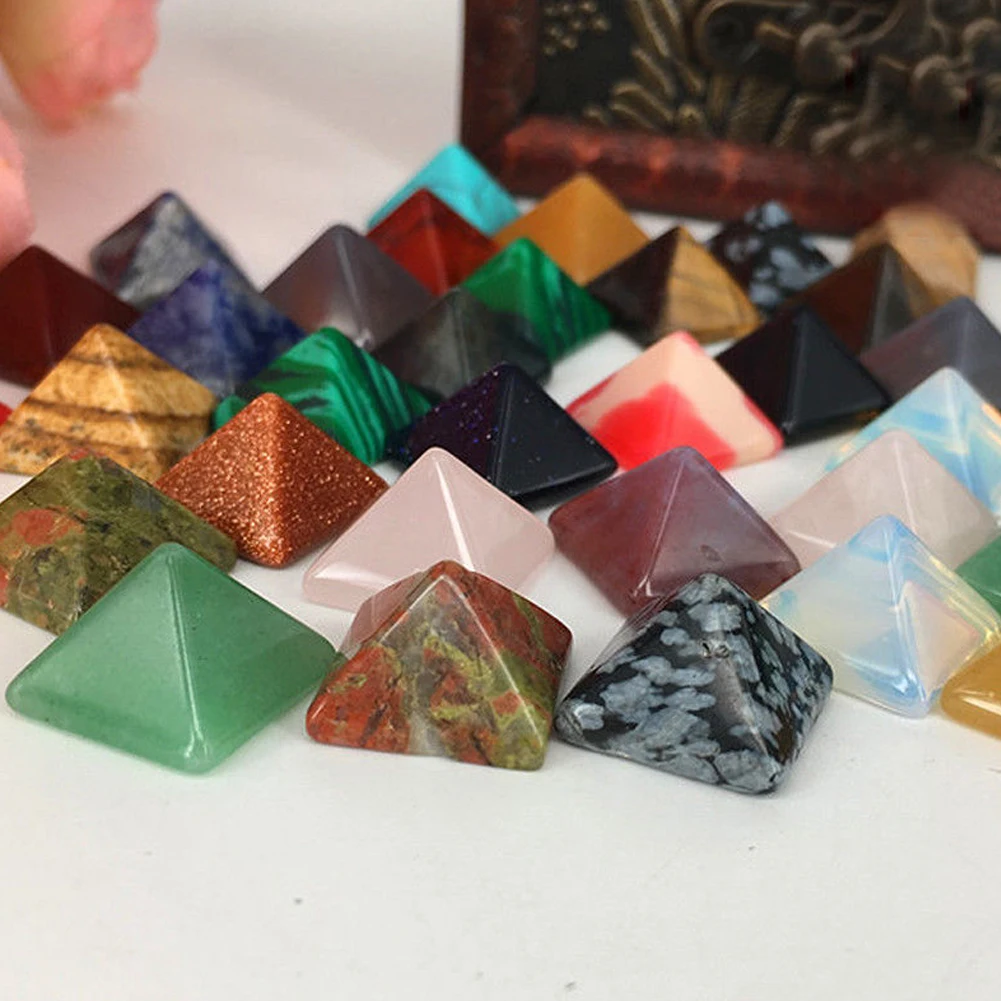 Набор из 10 чакра Пирамида камень набор кристалл исцеление Wicca естественная духовность 10 1 упаковка Кристалл маленькая Пирамида