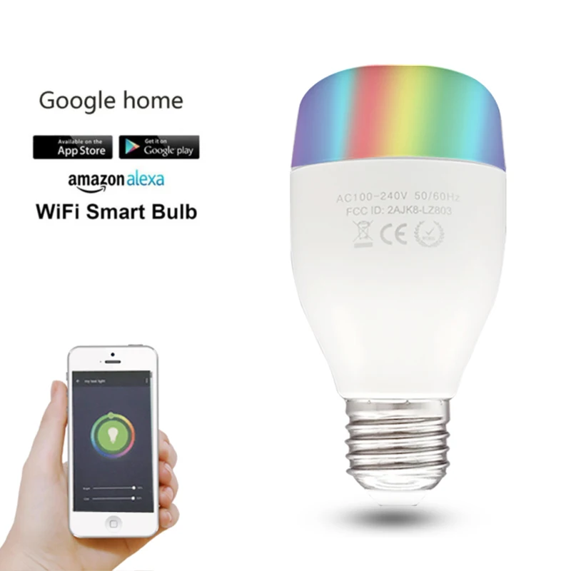 7 W RGBW E27 B26 умная лампа Беспроводной Wi-Fi пульт дистанционного Управление свет для Alexa Google дома