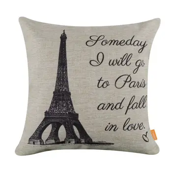 

LINKWELL Free Shipping 45x45cm Paris Eiffel Tower Burlap Cushion Covers Pillow Cases I will Go to Paris and Fall in Love