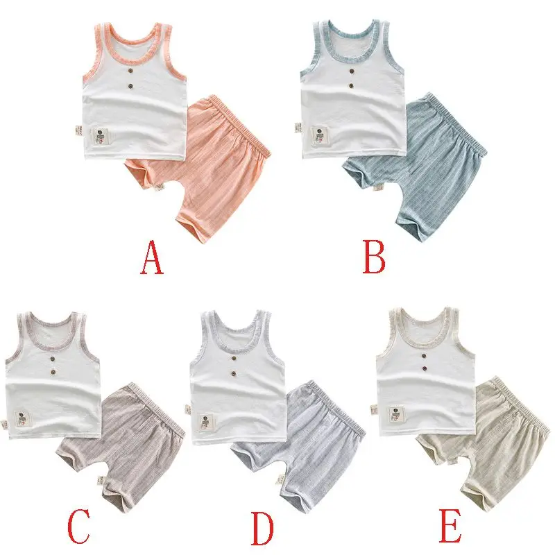 

Fashion Summer Baby Boys Girls Sleeveless Solid Print Tops T-shirt Vest Shorts Toddler Casual Outfits Clothes Sets 2019 New