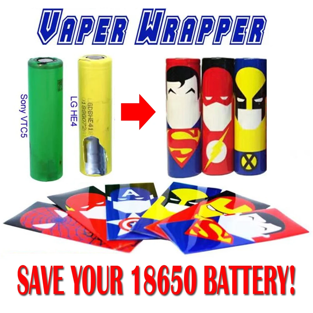 5 pieces Super Hero style 18650 Battery protected Wrapper Stickers protector Skin Repair electronic cigarette Battery 5 pieces Super Hero style 18650 Battery protected Wrapper Stickers protector Skin Repair electronic cigarette Battery