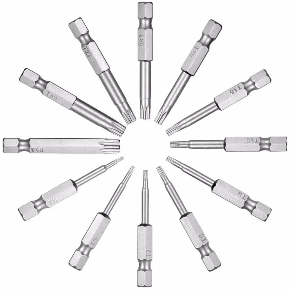 12pcs 1/4 Inch 50mm T5-T40 Torx Magnetic Plum Batch Head Screwdriver Bit 12pcs 1/4 Inch 50mm T5-T40 Torx Magnetic Plum Batch Head Screwdriver Bit