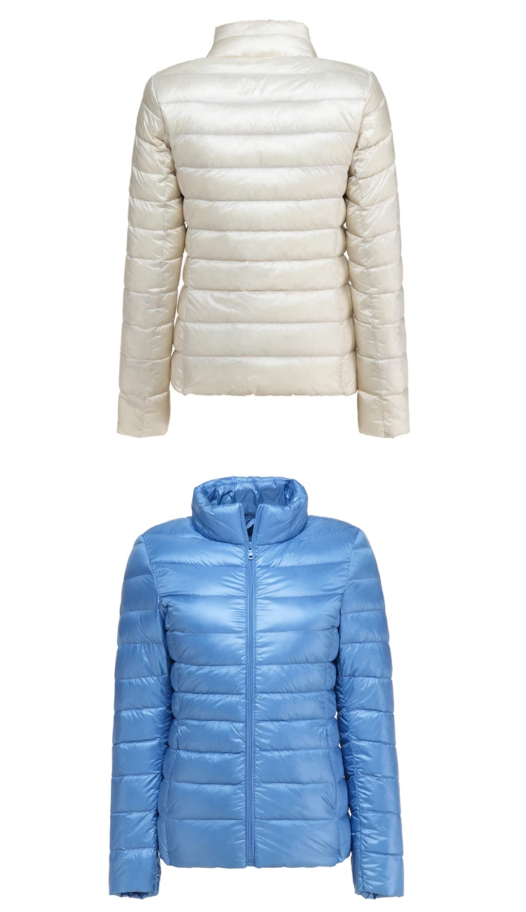 S-7XL осень-зима Для женщин белые куртки-пуховики на утином пуху женский ультра светильник тонкий ветрозащитный Портативный Теплый Стенд воротник пальто с перьями