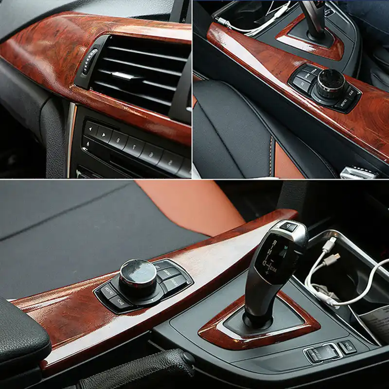 WENJING Car Dashboard Panel High Glossy Wood Grain Vinyl Trim Film Sticker Decor Protector DIY Film Car Interior Moulding Stylish Color Name : 30x100cm
