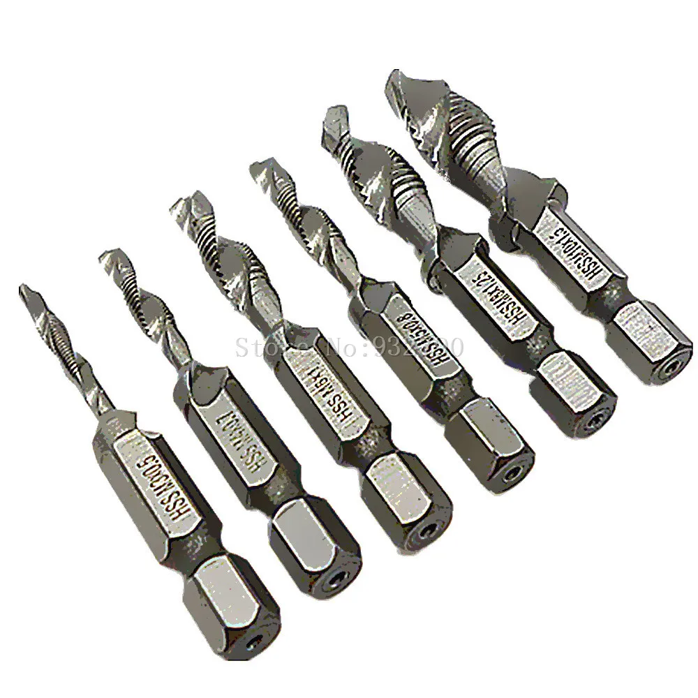6pcs M3 M10 Hss Drill Tap Countersink Deburr Set Metric Drill Bits