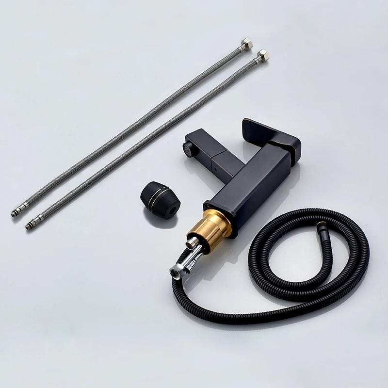  Basin Faucets Bathroom Sink Tap Single Handle Sink Faucet Pull Out Rotating Hot and Cold Water Brass Wash Basin Mixer Tap 