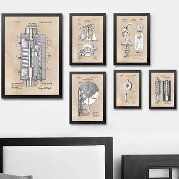 

Rotary Engin Hammer Cylinde Blueprint Wall Art Paint Wall Decor Canvas Prints Canvas Art Poster Oil Paintings No Frame