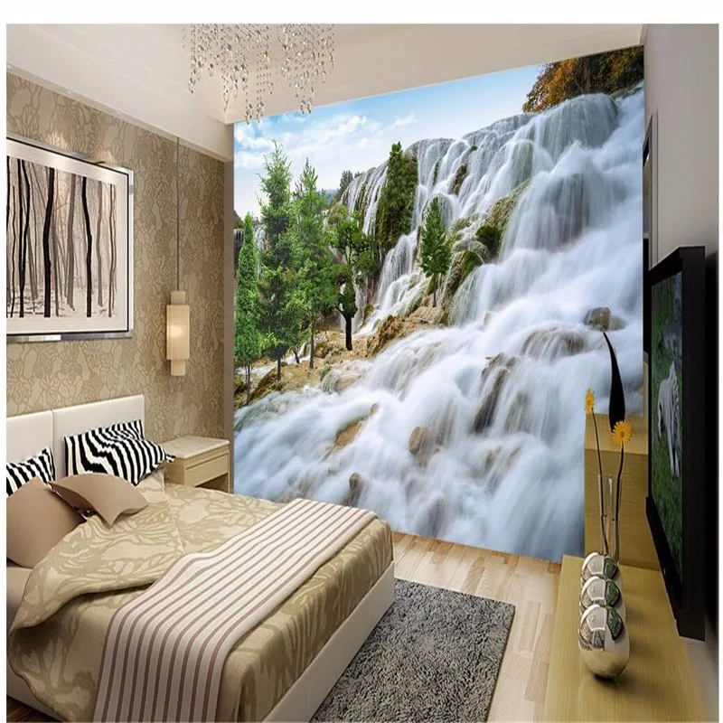 Custom-painting-for-living-room-Rocky-mountain-waterfall-art-Photos-background-photography-bedroom-murals-3d-wall (3)