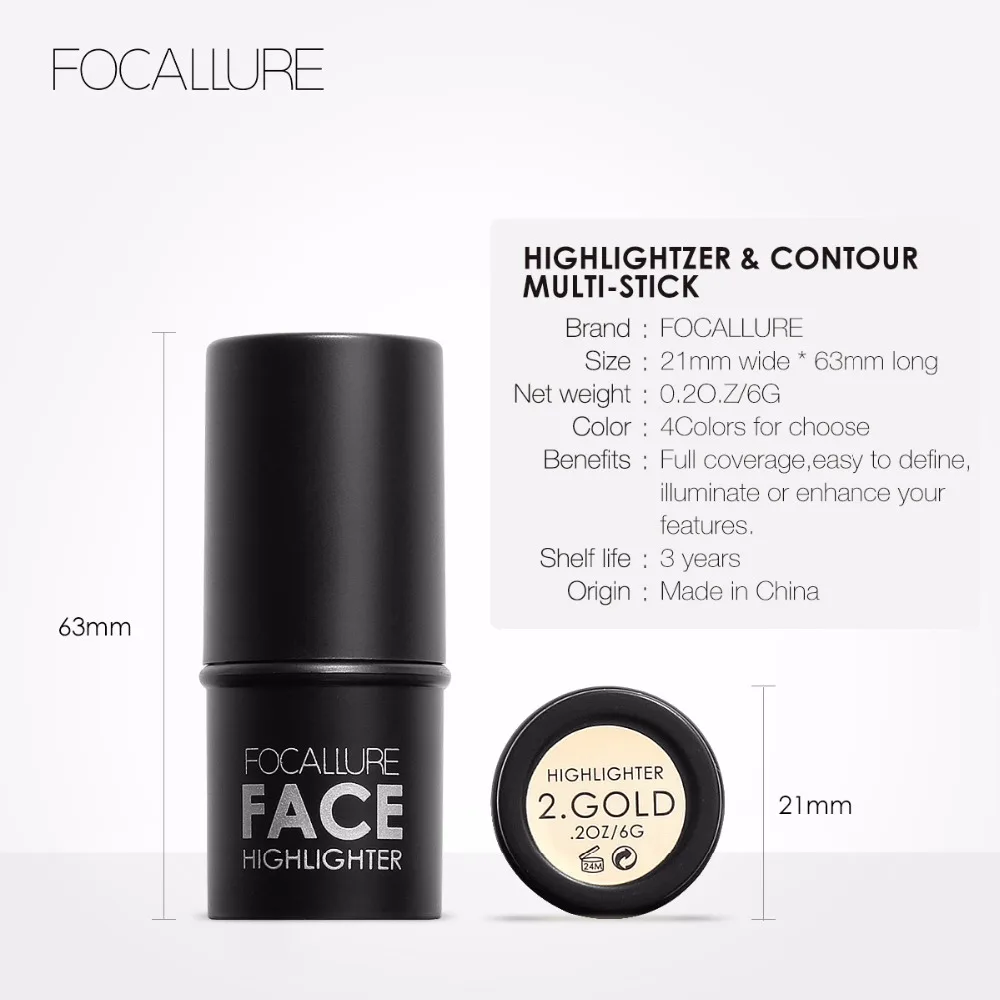 FOCALLURE Face Хайлайтер для макияжа бронзаторы осветитель контурная Косметика корректирующий карандаш для лица