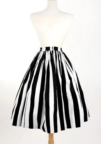 black and white striped skirt plus size