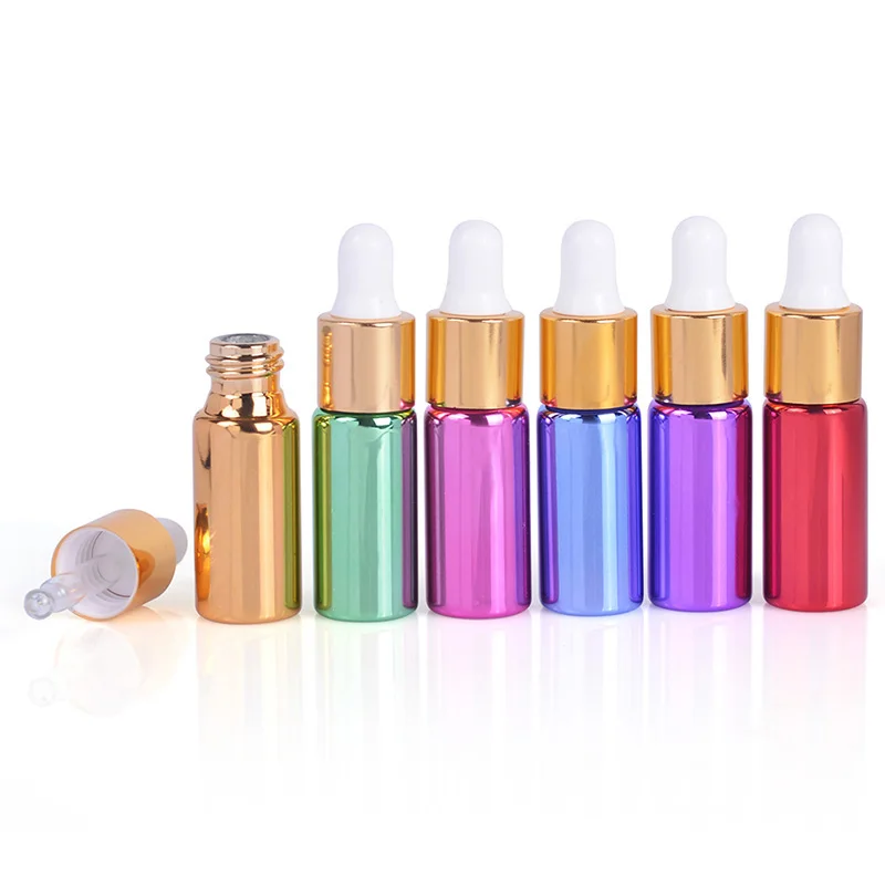 

MUB - 6 Colors 30pcs/lot Mini Nipper Dropper Bottle With Essential Oils 5ml UV Glass Perfume Travel Bottles Cosmetic Container