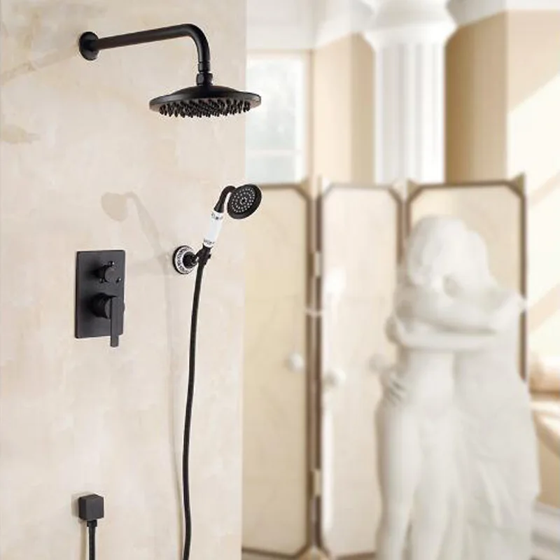 Classic Antique Brass Bathroom Shower Faucet Set Bathtub Shower Faucet Bath Shower Tap Rainfall Shower Head Swivel Watering - Цвет: B