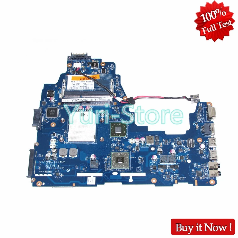 

NOKOTION Laptop Motherboard For toshiba satellite C660 C660D MAIN BOARD PWWAA LA-6843P K000111550 Socket S1 HD4200 DDR3 Free CPU