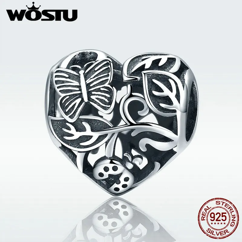 WOSTU Vintage Real 925 Sterling Silver The Garden After Rain Beads Fit Original Charm Bracelet DIY Jewelry Making Gift DXC155 | Украшения и