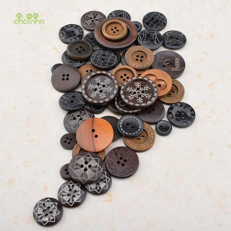 

Chainho,Mix 2 & 4 Holes,Coffee Color Series,Wooden Buttons Of DIY Scrapbooking Patchwork Sewing/Crafts&Home Decoration,50pcs/Bag