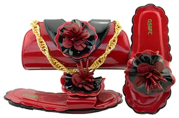 

Recently casual and lovely design Italian Ladies Shoes and Bags To Match Set African Flat Women Slippers and Bag Set For Party