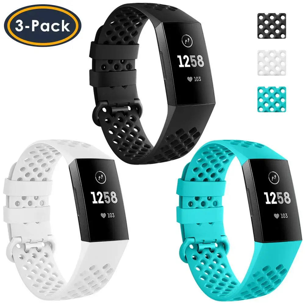 3pack Спортивные повязки, совместимые с Fitbit Charge 3 дышащие газовые отверстия силиконовые умные часы ремешок на запястье для Charge3 SE - Цвет: 3pack